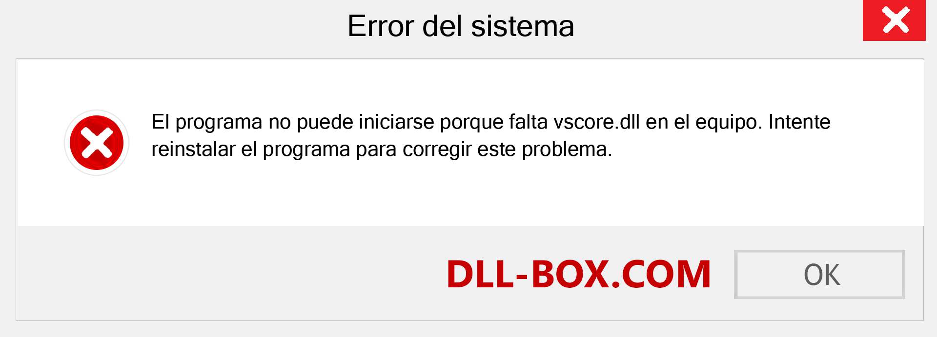 ¿Falta el archivo vscore.dll ?. Descargar para Windows 7, 8, 10 - Corregir vscore dll Missing Error en Windows, fotos, imágenes